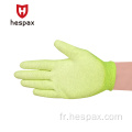 Gants de travail électronique de fibre de carbone jaune HESPAX Gants